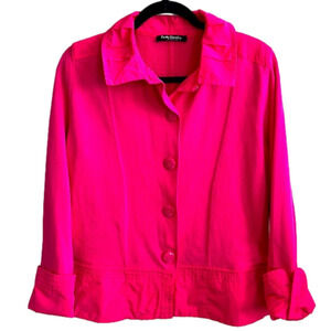 Betty BARCLAY European Size Small Knit 5 button jacket Hot Pink